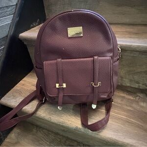 Elegant Burgandy Backpack with Gold Details